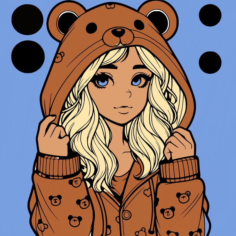 realistic girl in a animal pjs hoodie