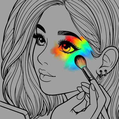 a realistic girl doing her makeup