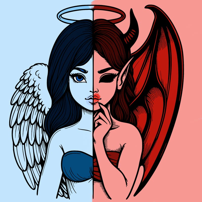 realistic angel half demon