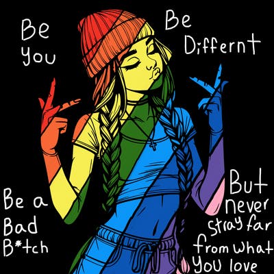 realistic teenage girl with braids and a beanie and crop top doing 🫶🏼