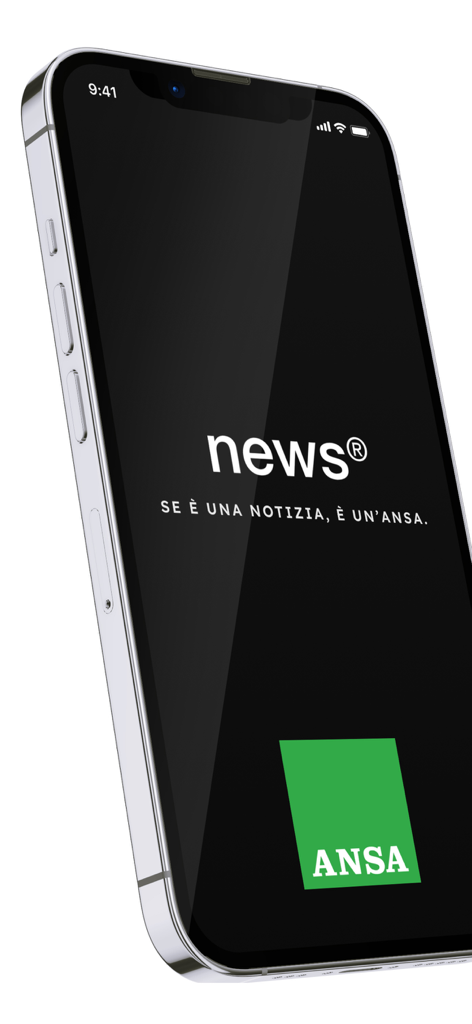 ANSA news app splash screen with logo and slogan
