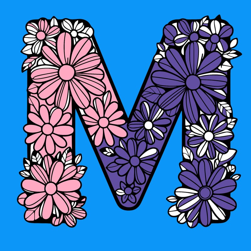 the letter m made out of flowers