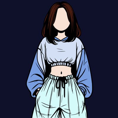realistic girl faceless with baggy pants and a crop top