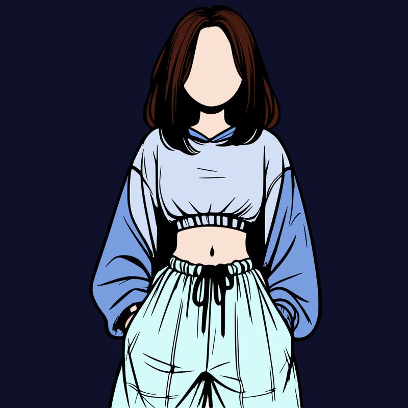 realistic girl faceless with baggy pants and a crop top