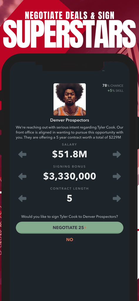 Basketball Agent Manager Star - Negotiating a multimillion dollar basketball contract in the Basketball Agent Manager Star mobile game