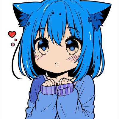 shy anime catgirl
