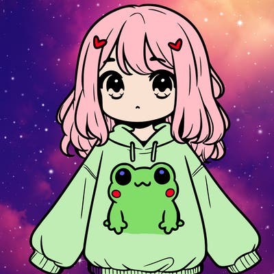 girl wearing frogging sweatshirt