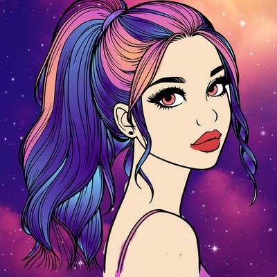 realistic pretty girl with high pony tail