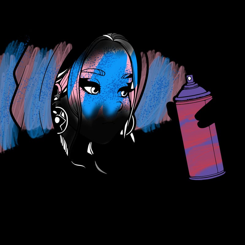 a realistic girl, spray painting