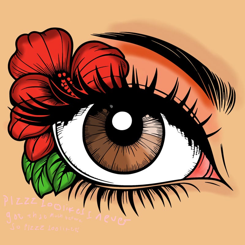 realistic eye with flower