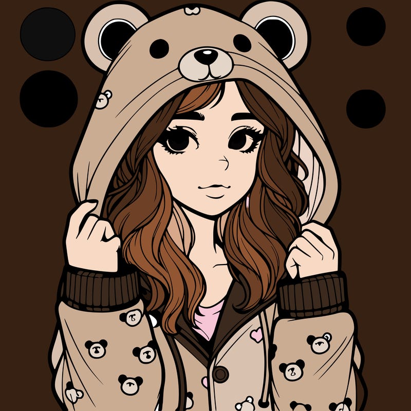 realistic girl in a animal pjs hoodie