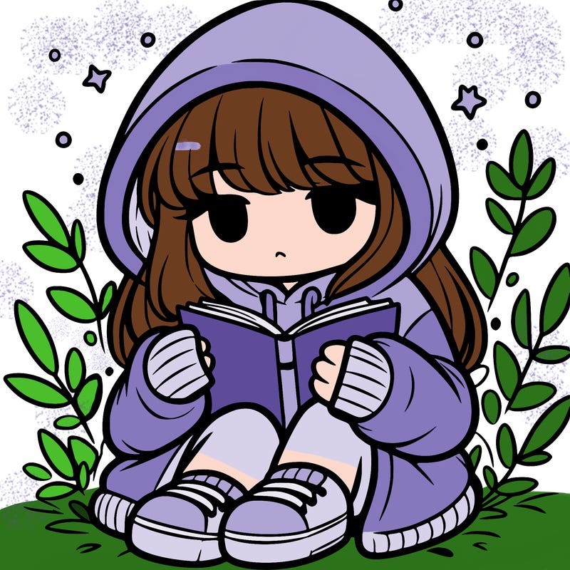 girl in oversized hoodie reading a book