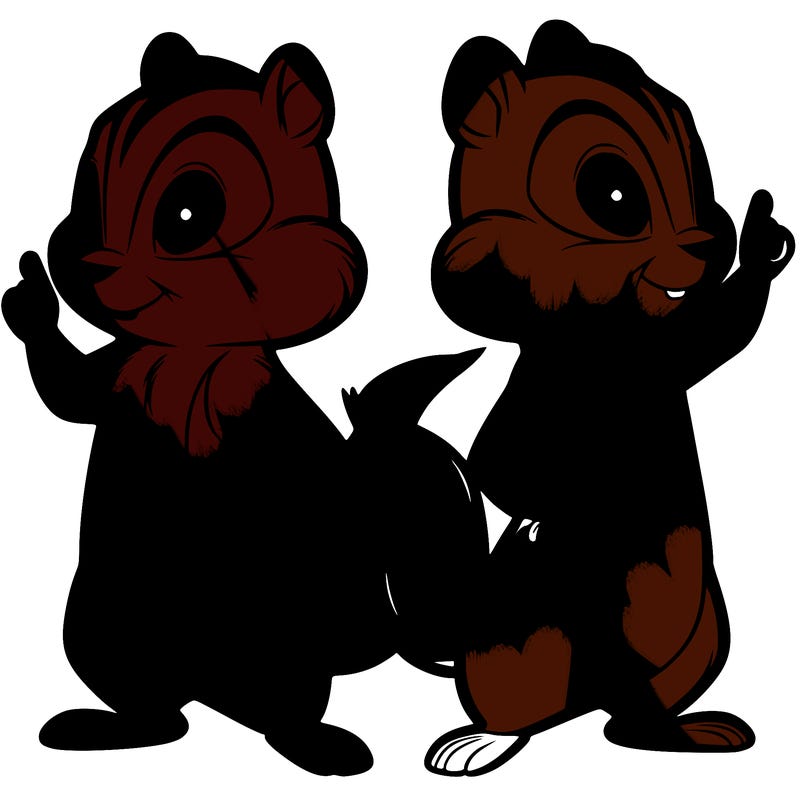 two tamias standing up split realistic