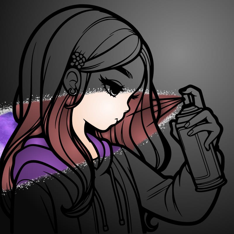 a realistic girl spray painting