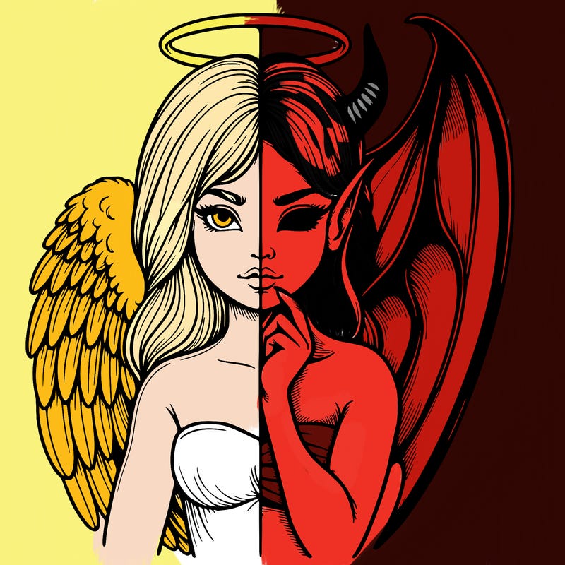 realistic angel half demon