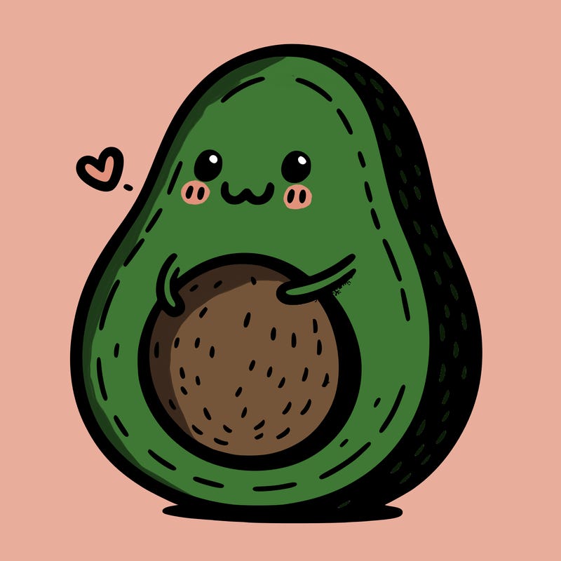 an avocado hugging an avocado