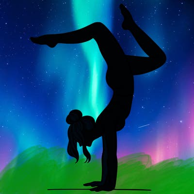 a woman doing a handstand