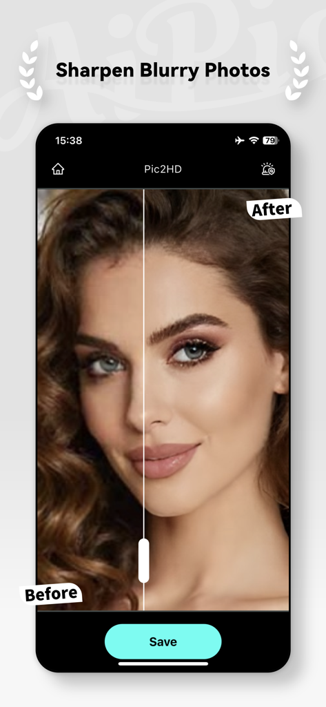 AiPic-Wonder AI Art Generator - A split screen showing a portrait before and after using the AiPic photo enhancement tool