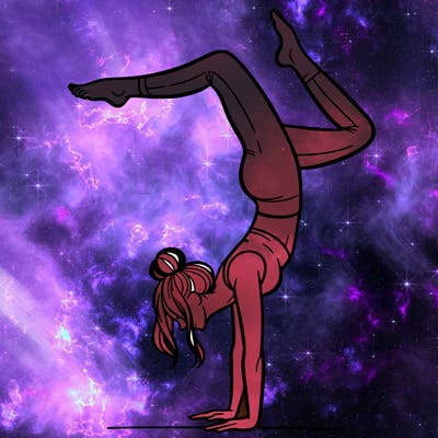 a woman doing a handstand