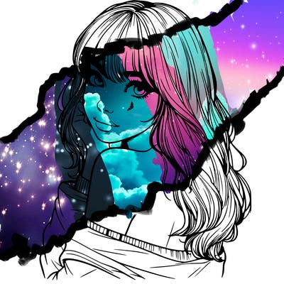 realistic girl with bangs looking over her shoulder