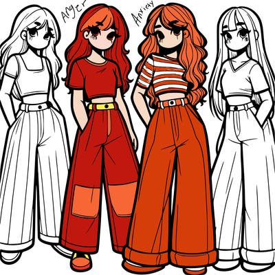 girls with wide pants and a croc top