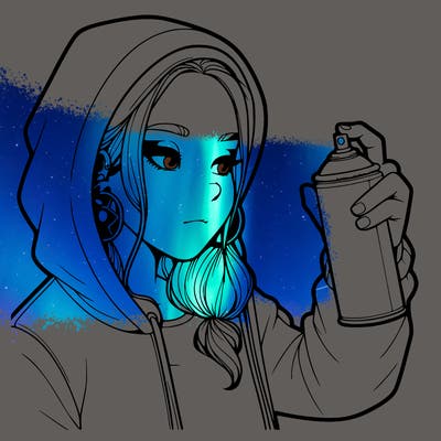 a realistic girl, spray painting