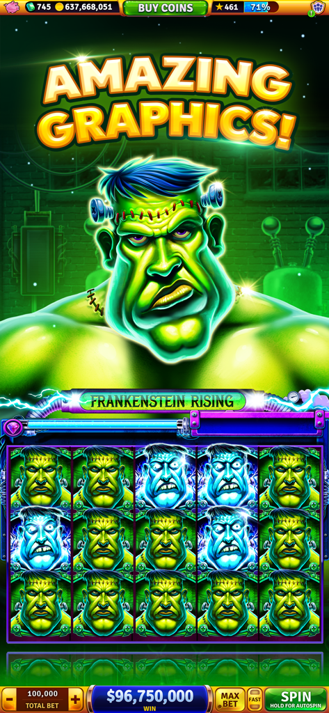 House of Fun: Casino Slots - Macchina da slot Frankenstein Rising con grafica incredibile in House of Fun