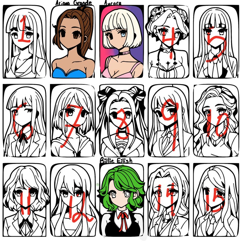 girls that look diffrent anime