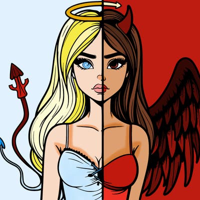 devil vs angel realistic girl