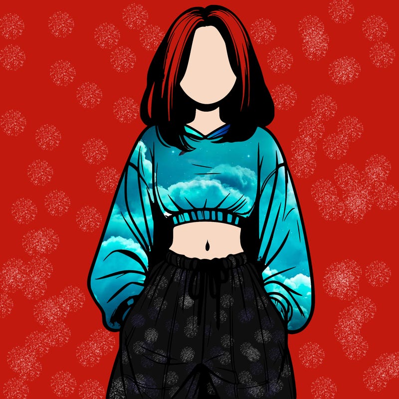 realistic girl faceless with baggy pants and a crop top