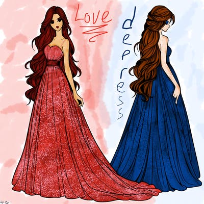 realistic woman with long flowing dress