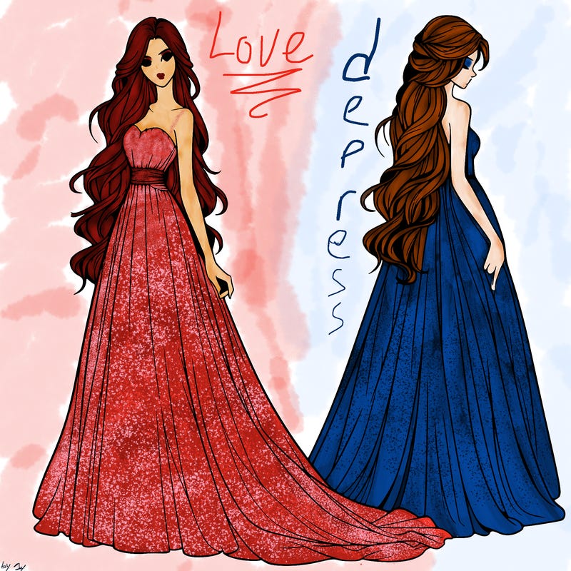 realistic woman with long flowing dress