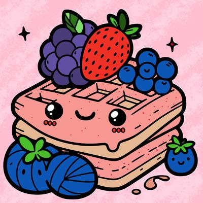 simple waffle with fruit