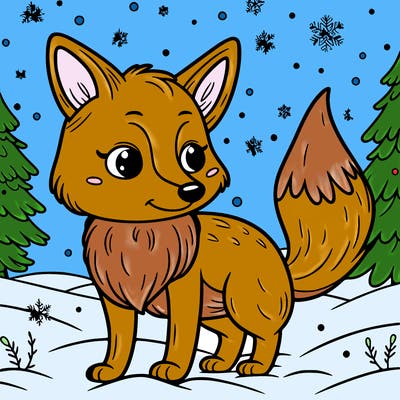 a fox in the snow
