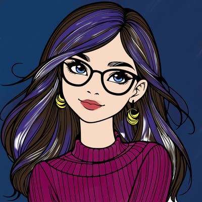 realistic girl with glasses