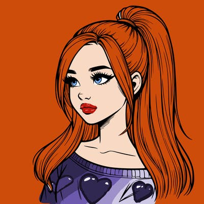 realistic girl with a high ponytail