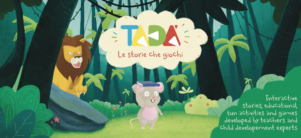 Tadà - Tada app interactive stories featuring a lion and a mouse in a jungle setting