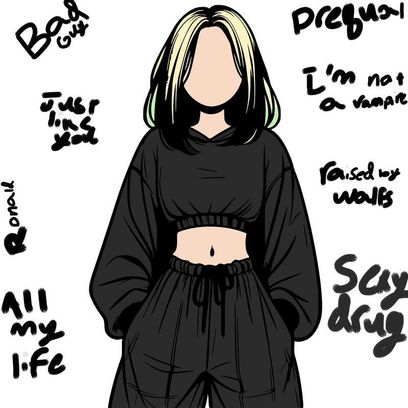 realistic girl faceless with baggy pants and a crop top