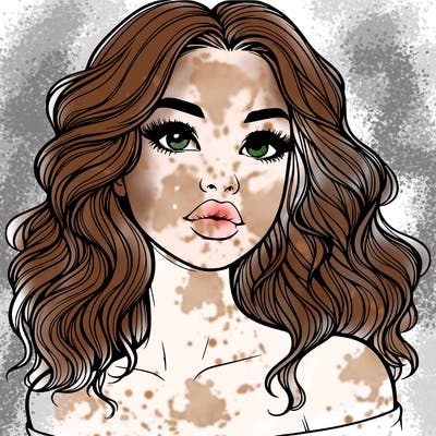 realistic girl with wavy hair and lips