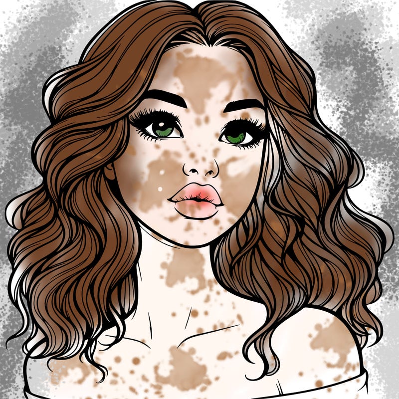 realistic girl with wavy hair and lips