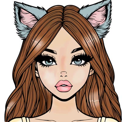 realistic girl with fox ears and realistic lips