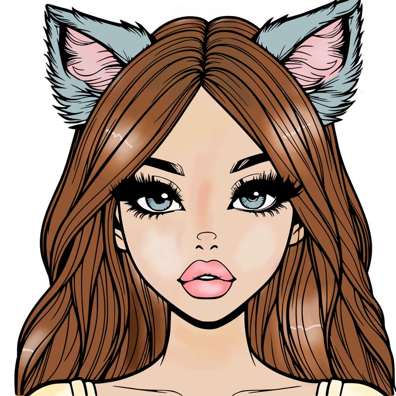 realistic girl with fox ears and realistic lips