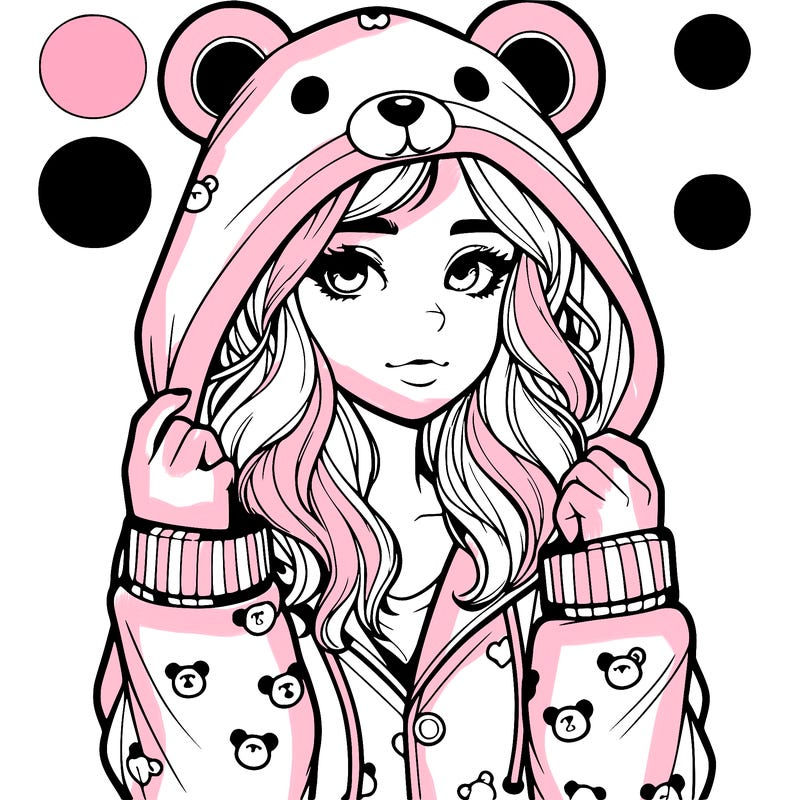 realistic girl in a animal pjs hoodie