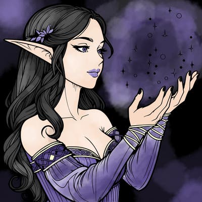 realistic elf girl doing magic