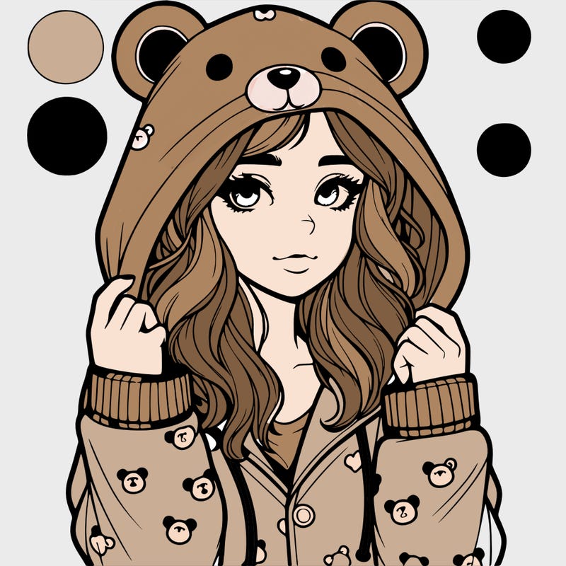 realistic girl in a animal pjs hoodie
