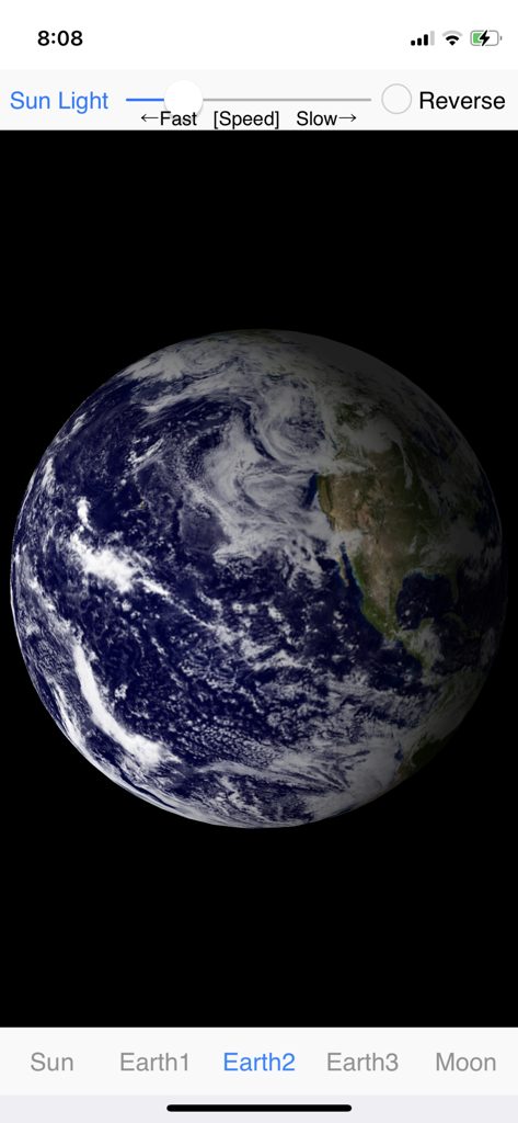 Earth Rotation - 3D Earth model with light and speed controls in the Earth Rotation app