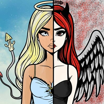 devil vs angel realistic girl