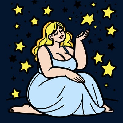 plus size woman looking at stars