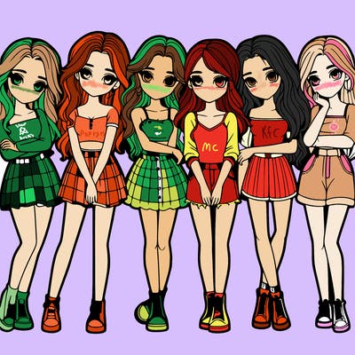 a group of girls realistic