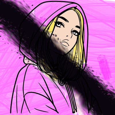 a realistic girl in a hoodie